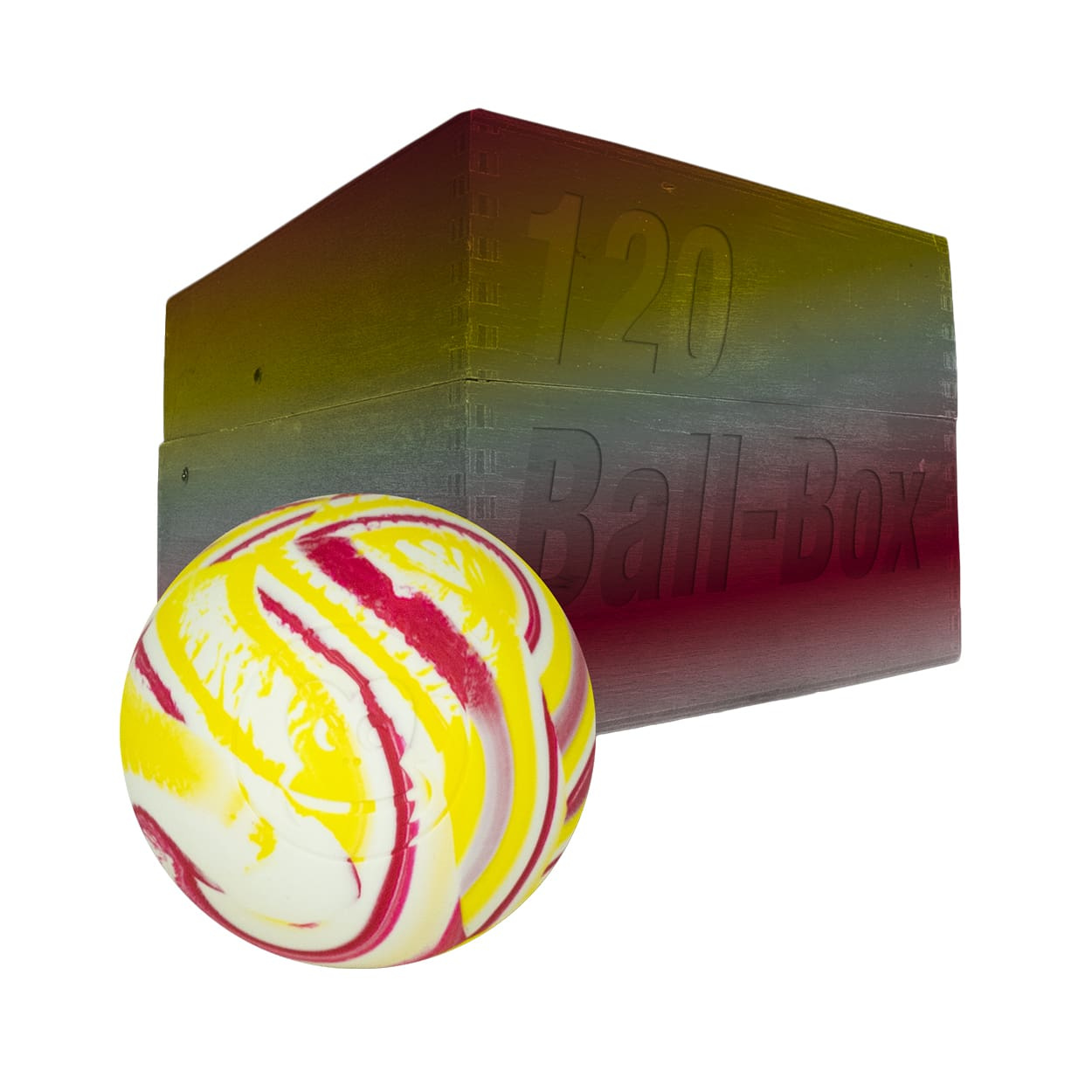 Captain-Lax Lacrosse Ball Box (120 Pieces) Red/White/Yellow