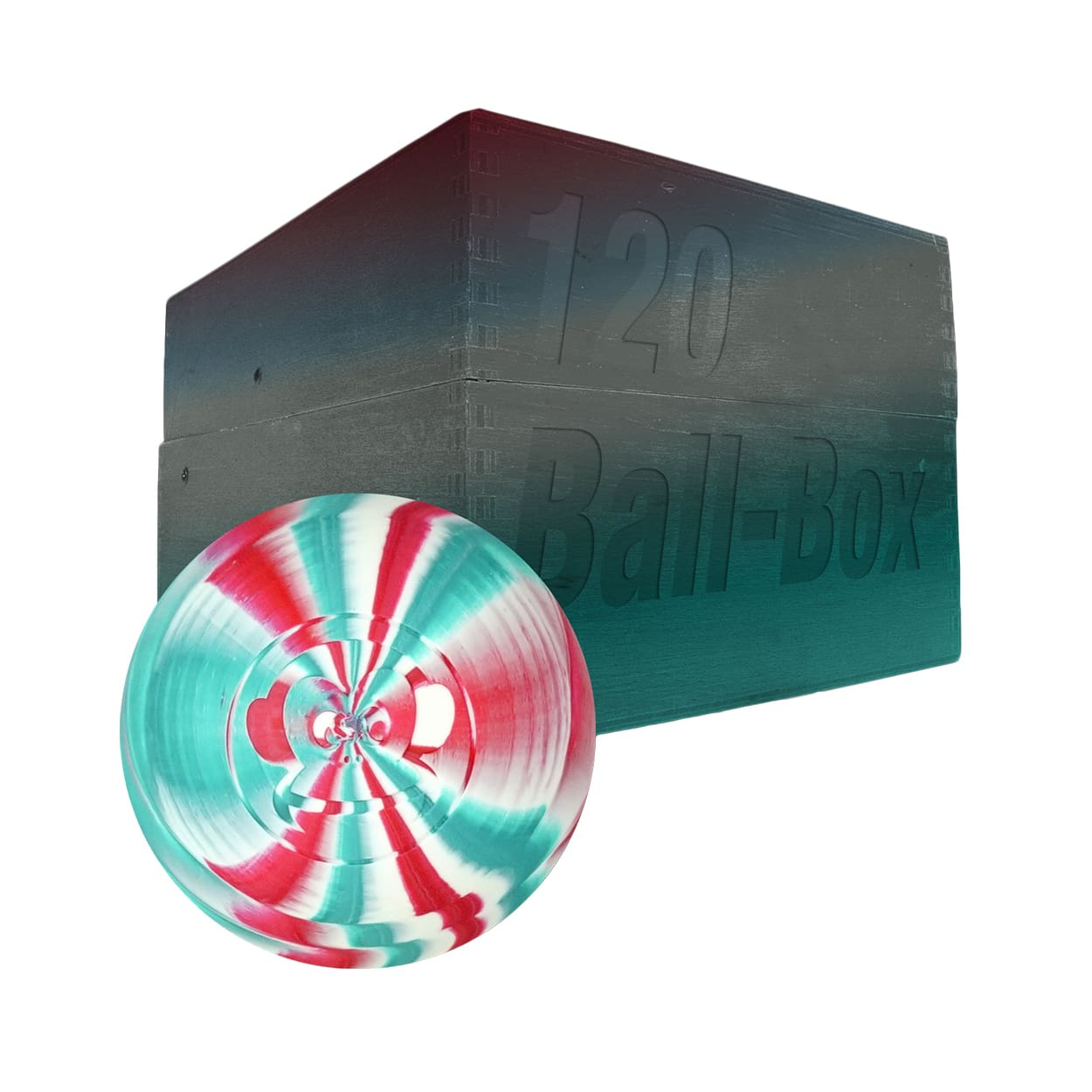 Captain-Lax Lacrosse Ball Box (120 Pieces) Red/White/Green